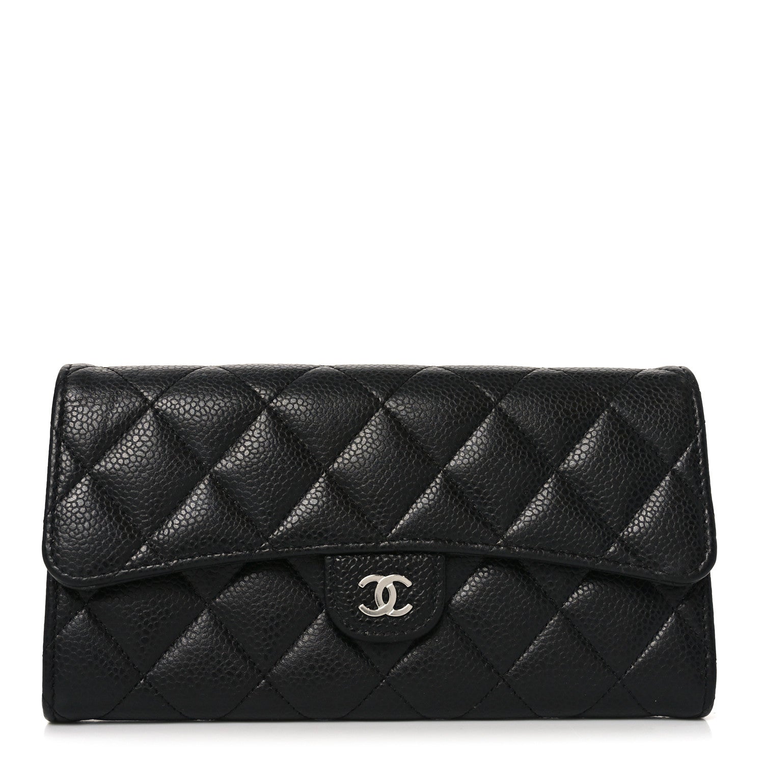Chanel Caviar Quilted Large Gusset Flap Wallet Black 1 of 7
