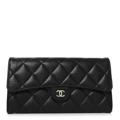 Chanel Caviar Quilted Large Gusset Flap Wallet Black 1 of 7