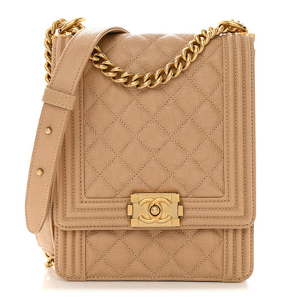 Chanel Calfskin Quilted North South Boy Flap Beige 1 of 11