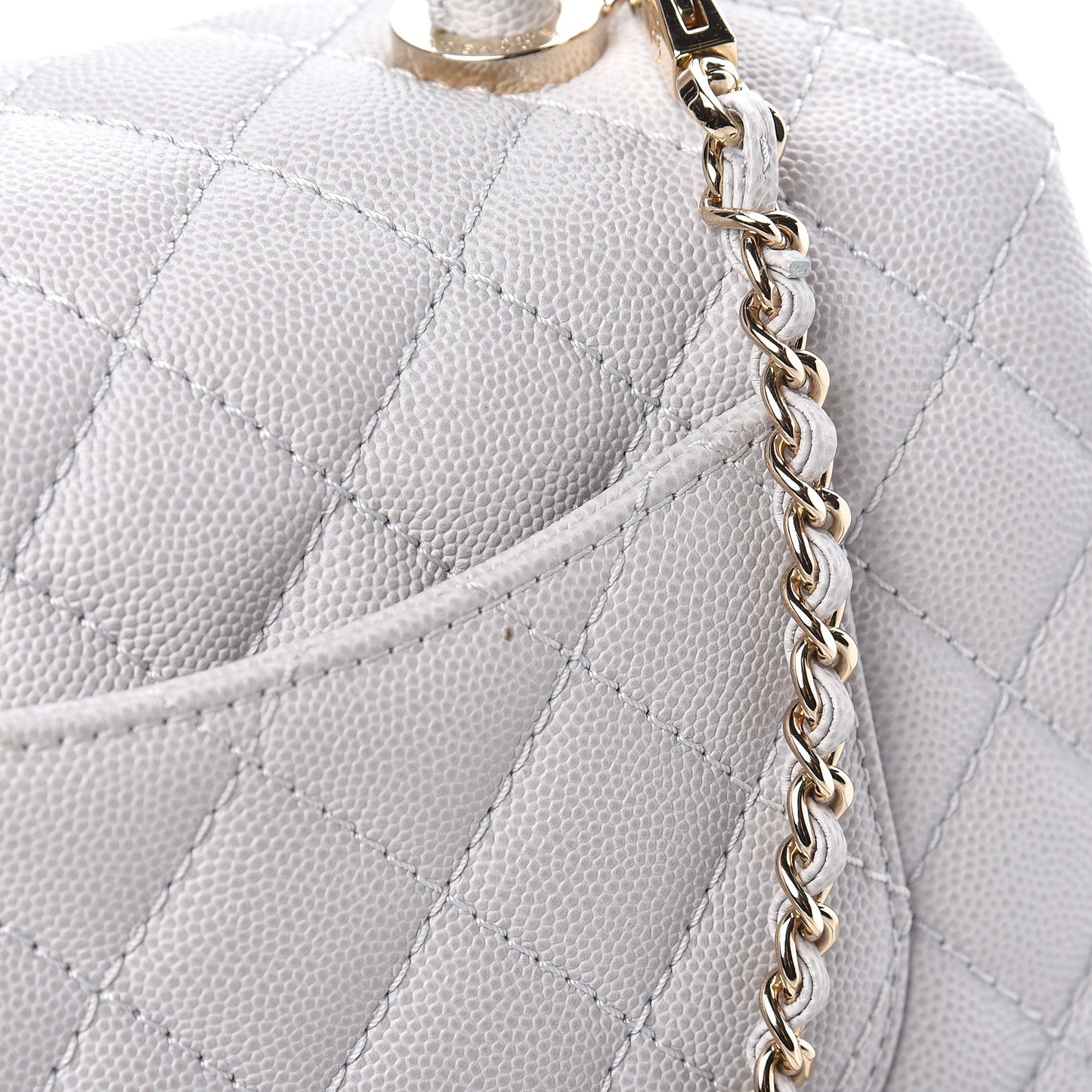 Caviar Quilted Mini Coco Handle Flap Light Grey