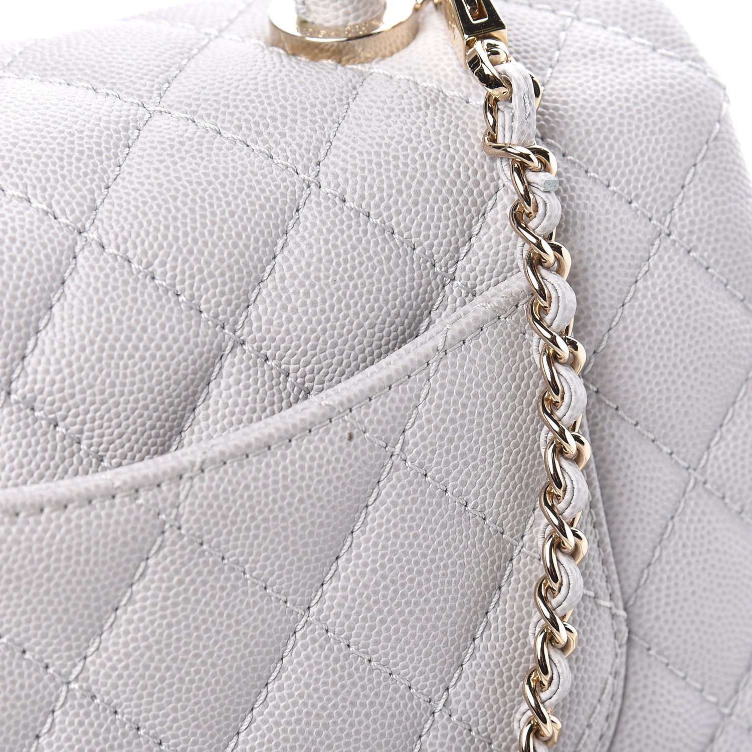 Chanel Caviar Quilted Mini Coco Handle Flap Light Grey 9 of 12