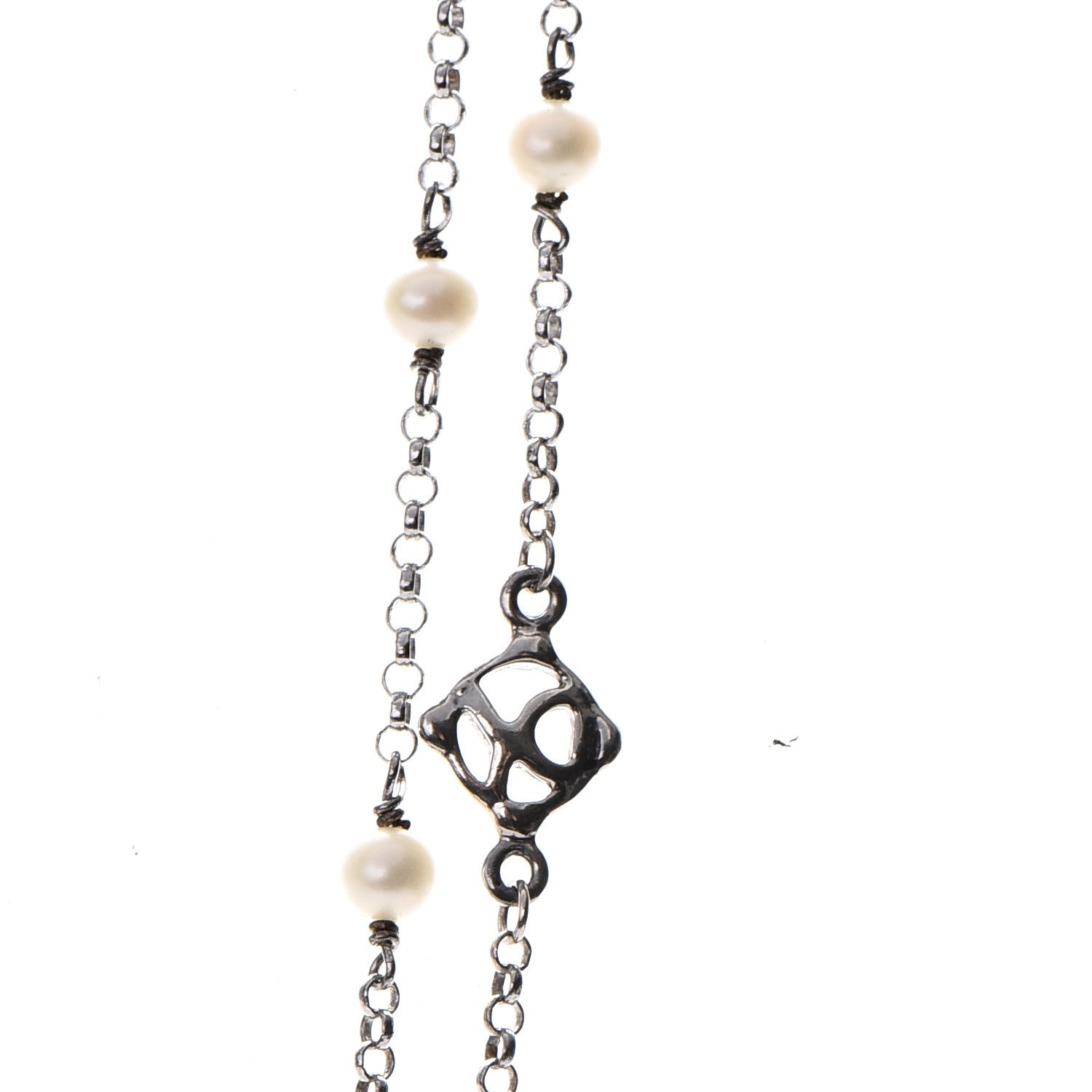 David Yurman Sterling Silver Freshwater Pearl Bead Chain Necklace 4 of 7