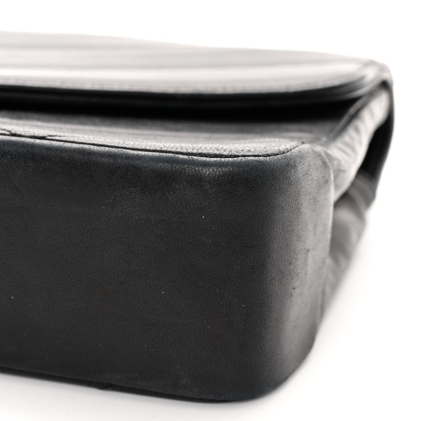 Lambskin Chevron Quilted Single Flap Black