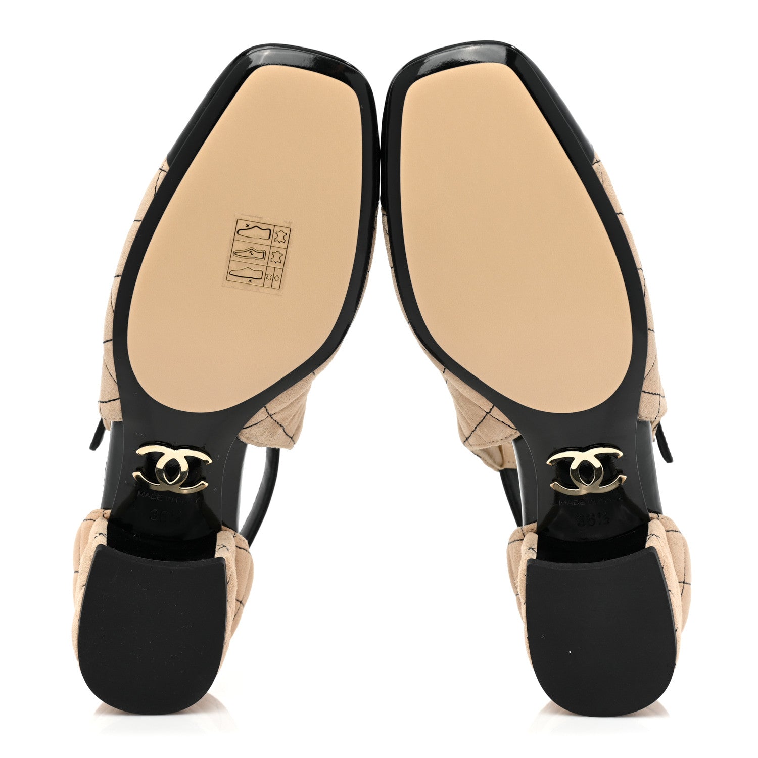 Chanel Suede Kidskin Patent Cap Toe Quilted Mary Jane Flats 36.5 Beige Black 5 of 8