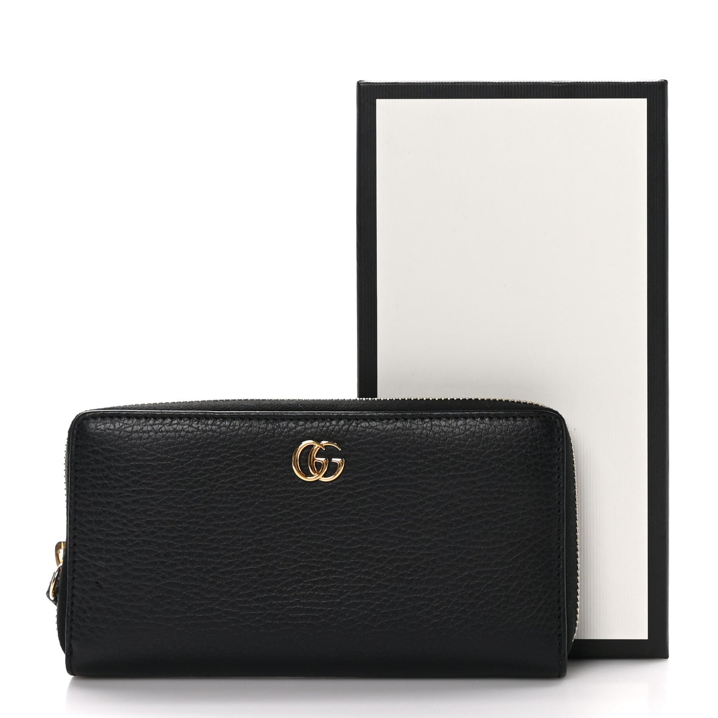 Dollar Calfskin GG Marmont Zip Around Wallet Black