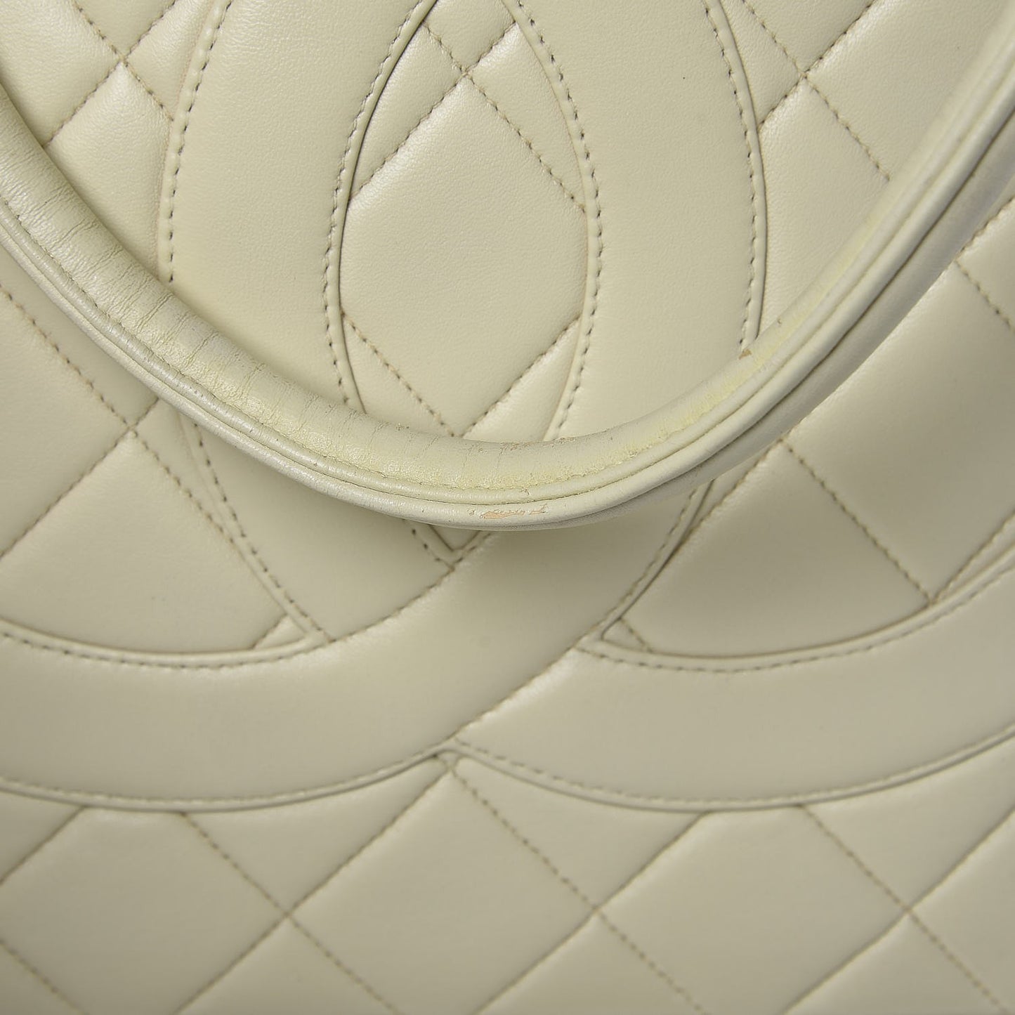 Lambskin Quilted Medallion Tote Light Beige