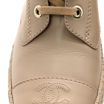 Chanel Calfskin CC Turnlock Lace Up Boots 39 Beige 9 of 9