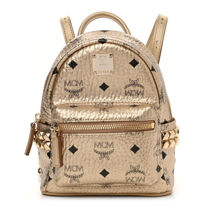 MCM Visetos Side Stud X-Mini Stark Backpack Berlin Gold 1 of 8