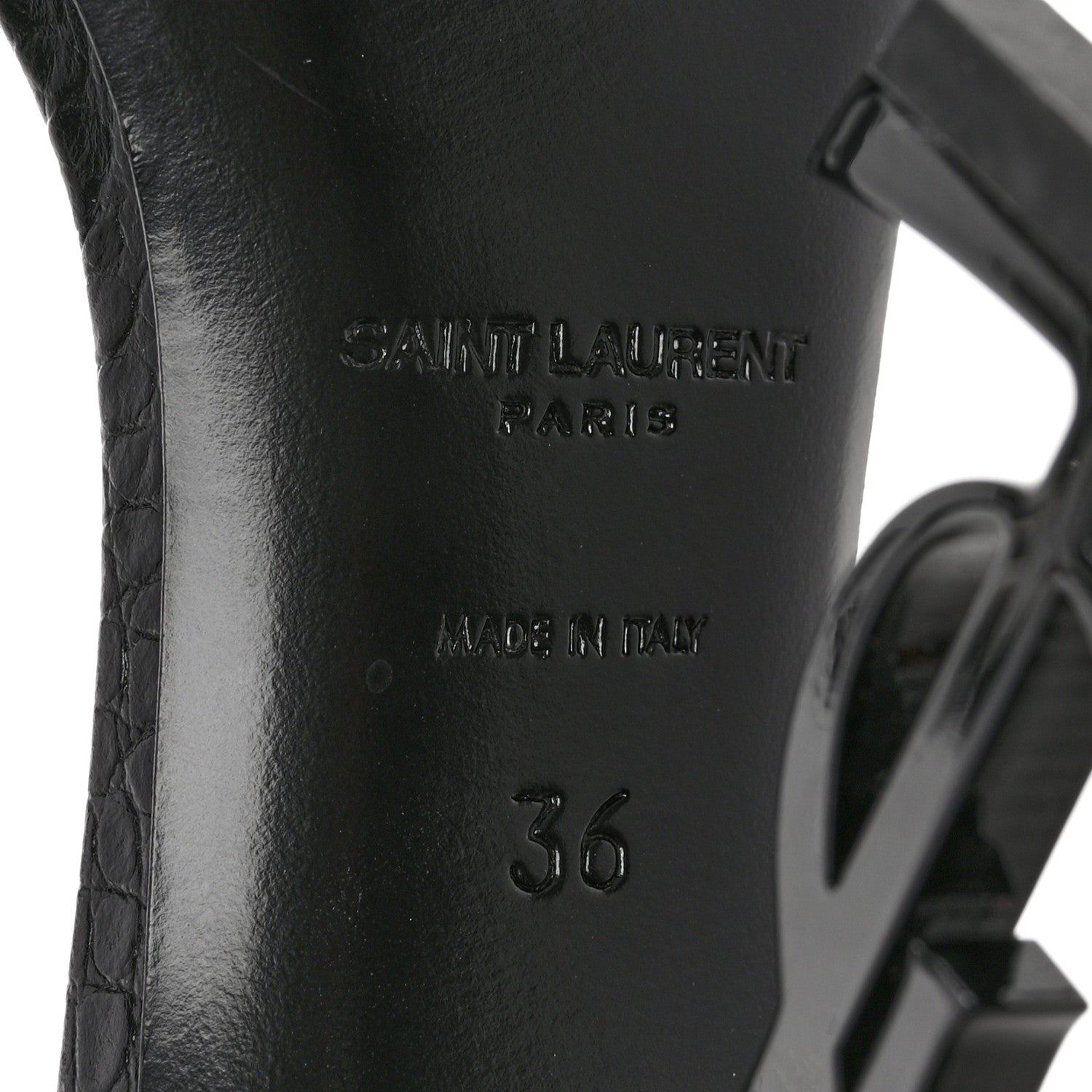 Saint Laurent Calfskin Fake Cocco Opyum 110 Sandals 36 Black 8 of 9