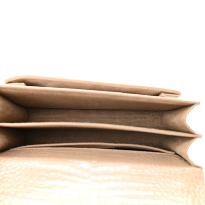 Saint Laurent Calfskin Crocodile Embossed Medium Monogram Sunset Dark Beige 5 of 11