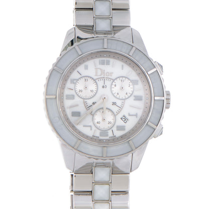 Christian Dior Stainless Steel Diamond Sapphire 38mm Christal Chronograph Quartz Watch White 1 of 9