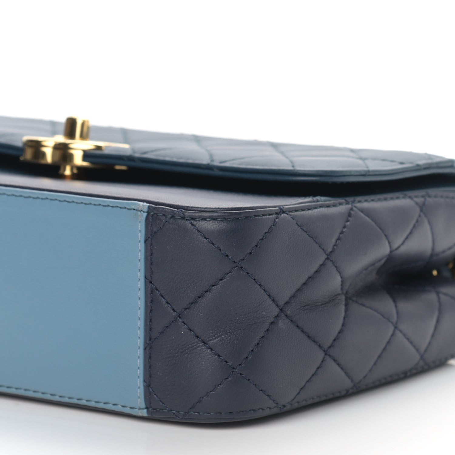 Chanel Lambskin Quilted Bi-Color CC Flap Blue 10 of 11