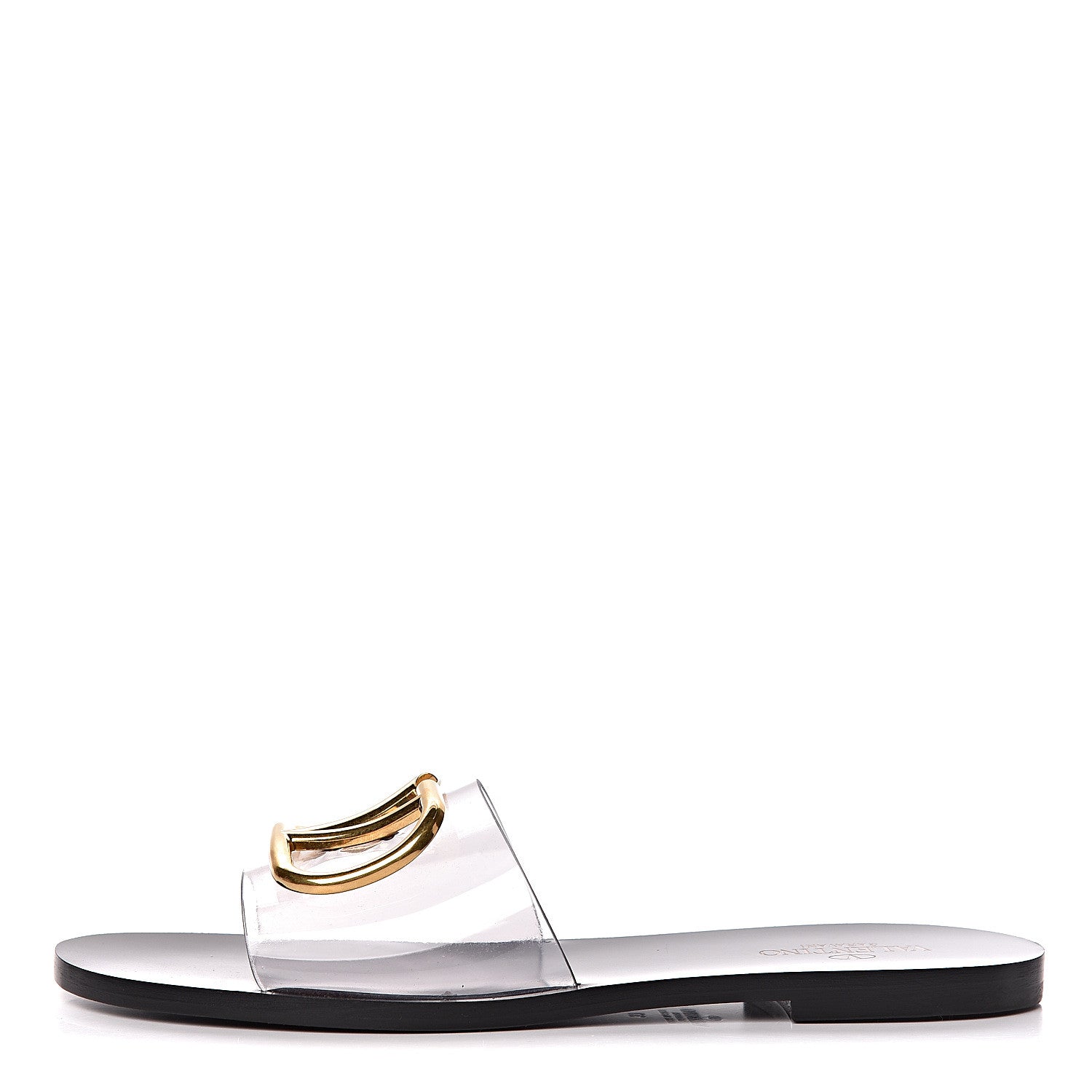 Valentino Garavani PVC Transparent Vlogo Flat Slide Sandals 37 Black 1 of 10