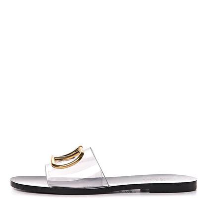 Valentino Garavani PVC Transparent Vlogo Flat Slide Sandals 37 Black 1 of 10