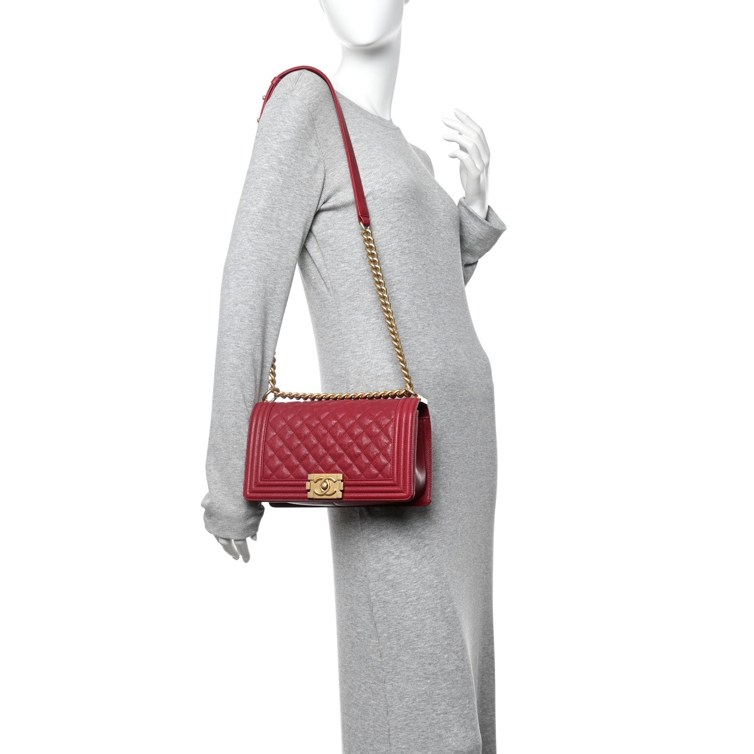Chanel Caviar Quilted Medium Boy Flap Red 2 of 11