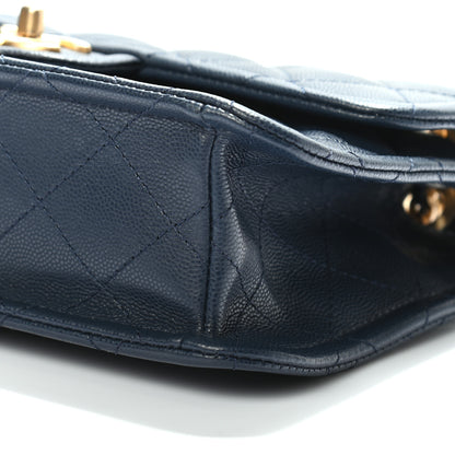 Chanel Caviar Quilted Medium Sweet Classic Flap Navy Blue 8 of 9