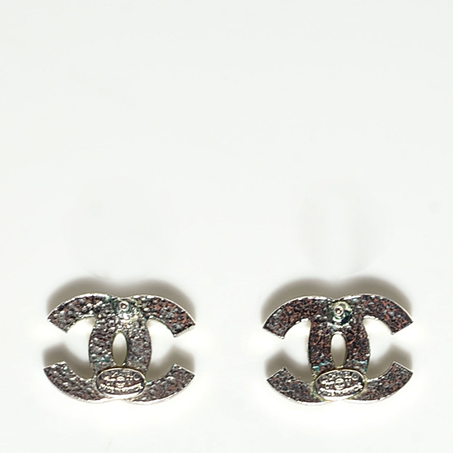 Chanel Crystal Timeless CC Earrings Silver 4 of 5