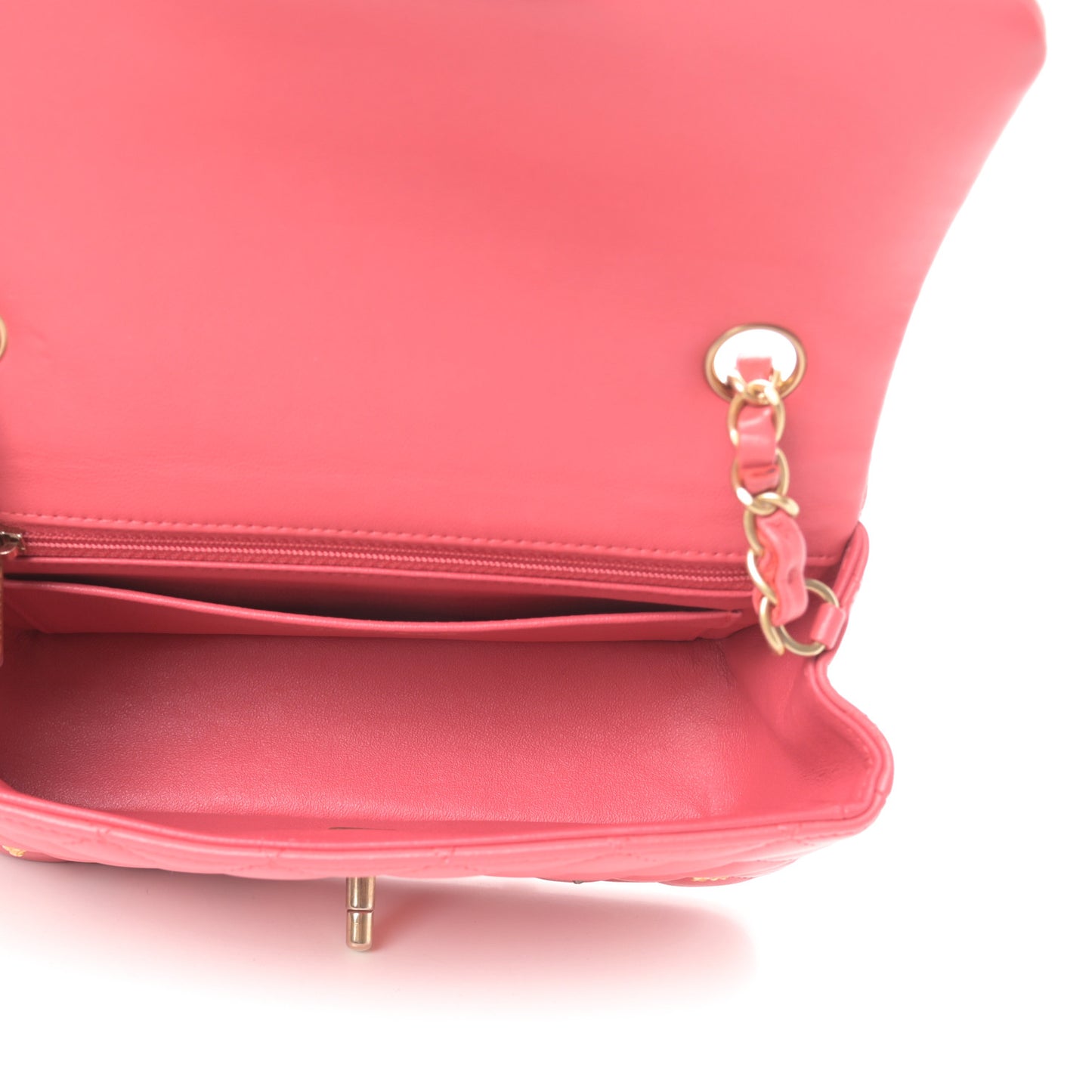 Lambskin Quilted Studded Mini Rectangular Flap Pink