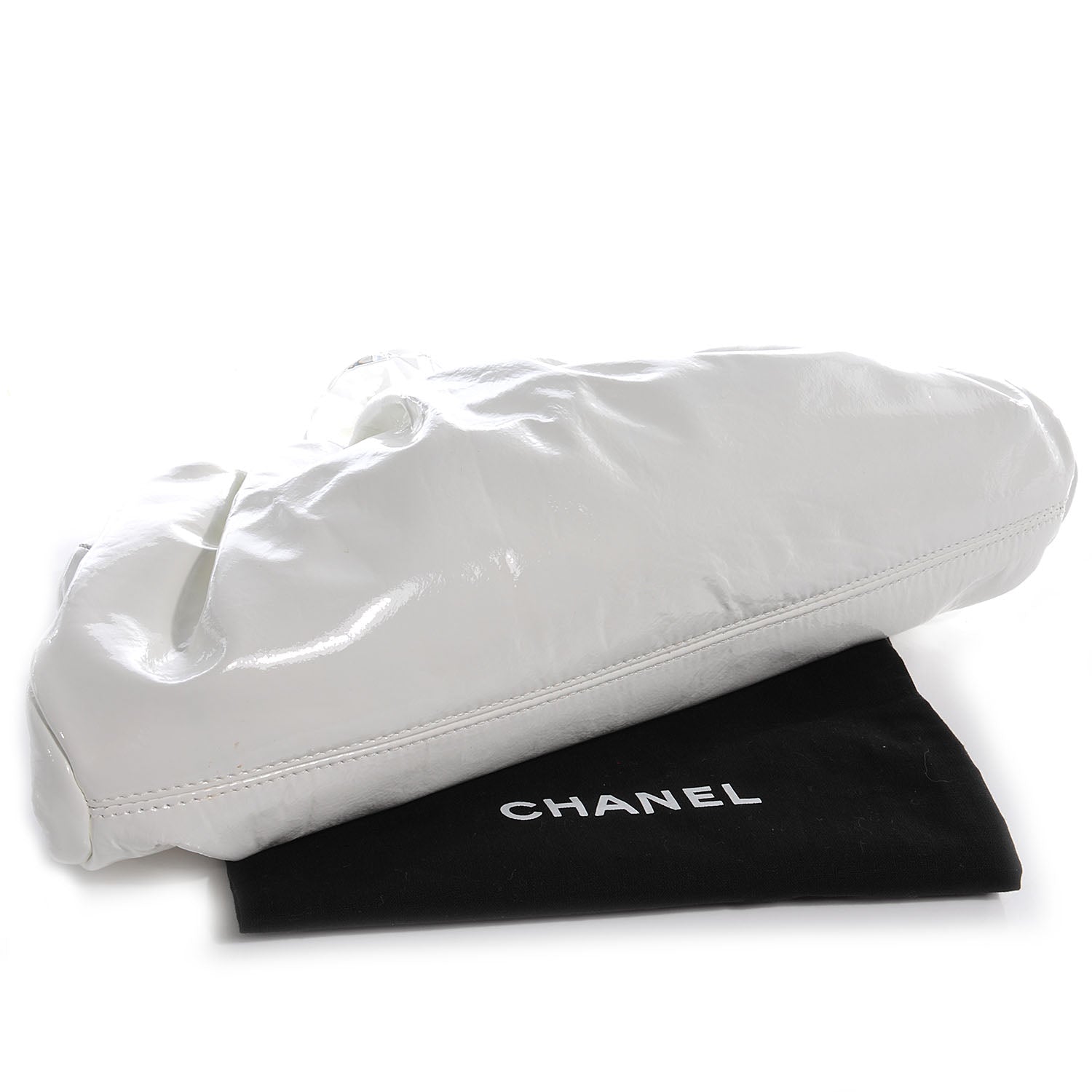 Chanel Vinyl Diamond Kiss Lock Clutch Ivory 4 of 8