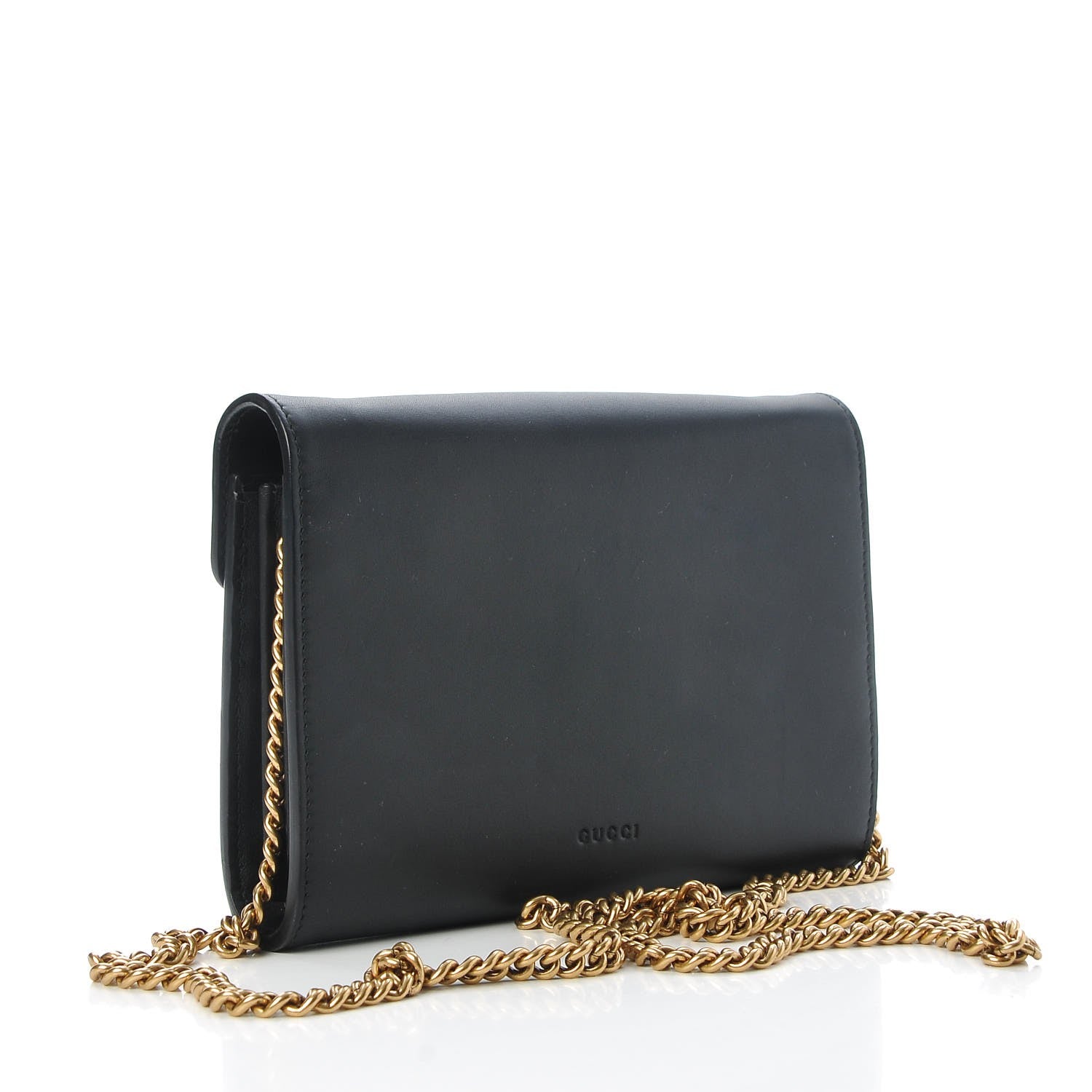 Gucci Calfskin Animalier Chain Wallet Black 3 of 7