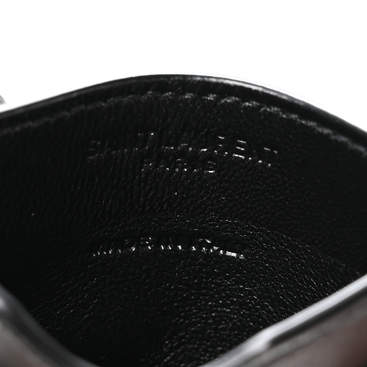 Crocodile Embossed Grained Calfskin Lanyard Card Case Black