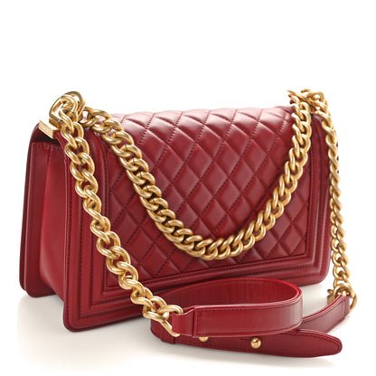 Chanel Lambskin Quilted Medium Boy Flap Dark Red 3 of 10