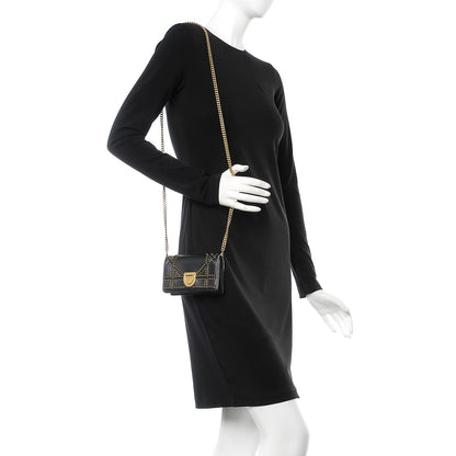 Christian Dior Lambskin Studded Micro Diorama Flap Bag Black 2 of 8