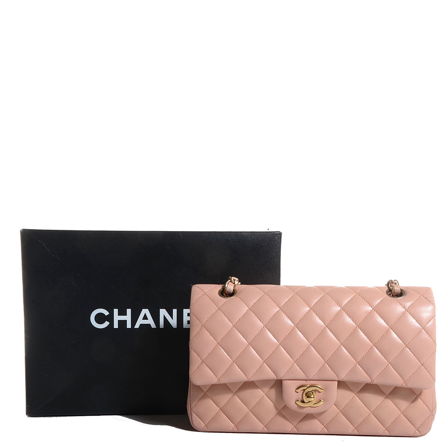 Lambskin Quilted Medium Double Flap Pink
