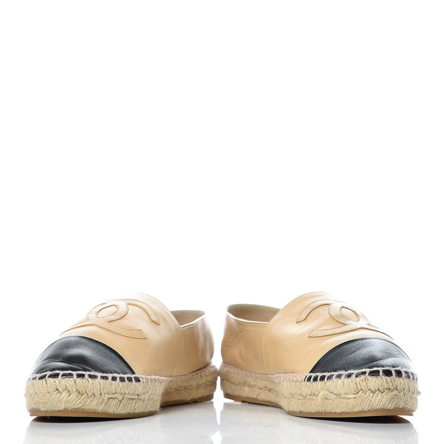 Lambskin CC Espadrilles 41 Beige Black
