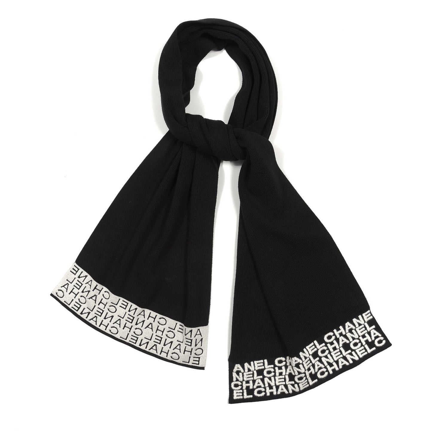 Cashmere Logo Scarf Black White