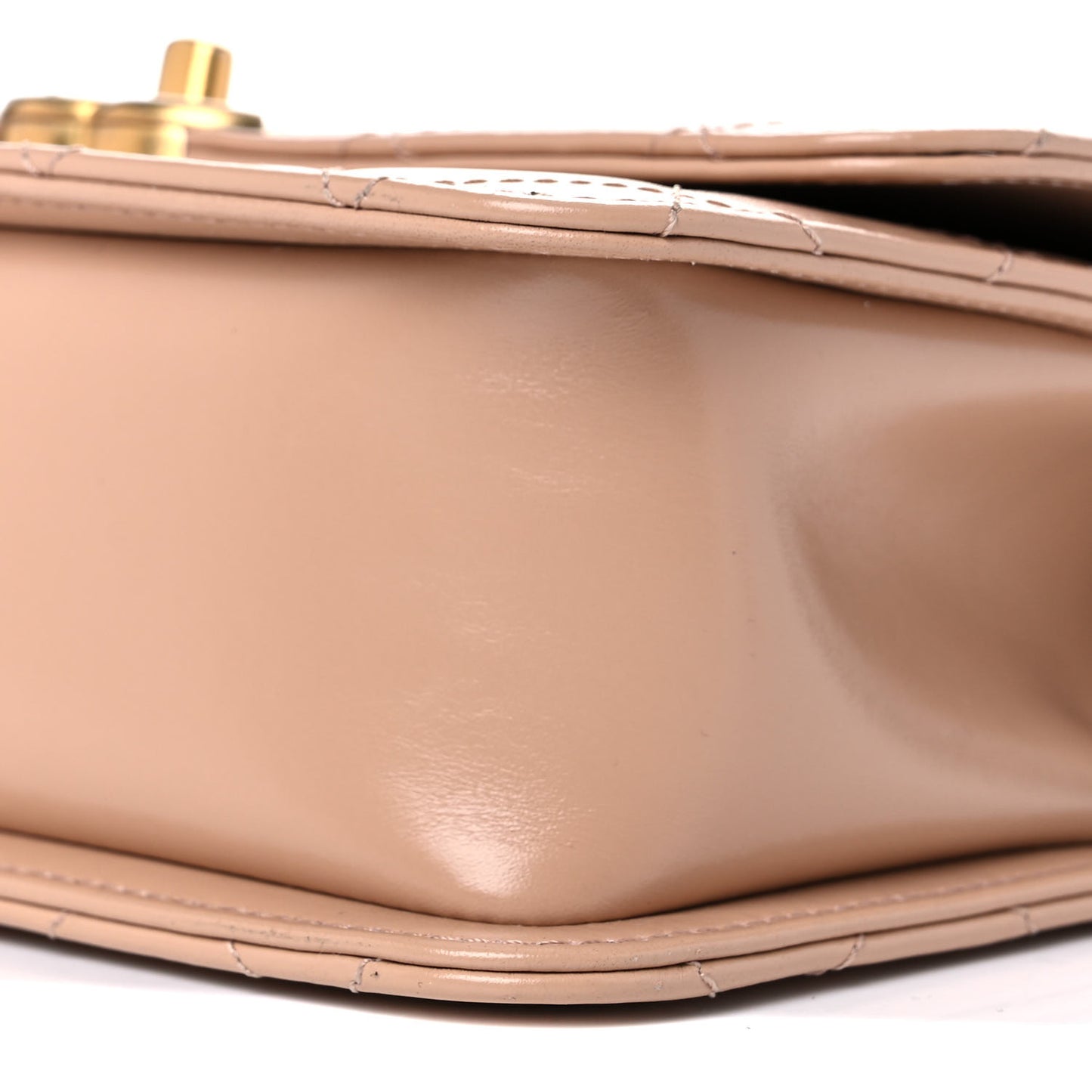 Calfskin Quilted Perfect Fit Flap Beige