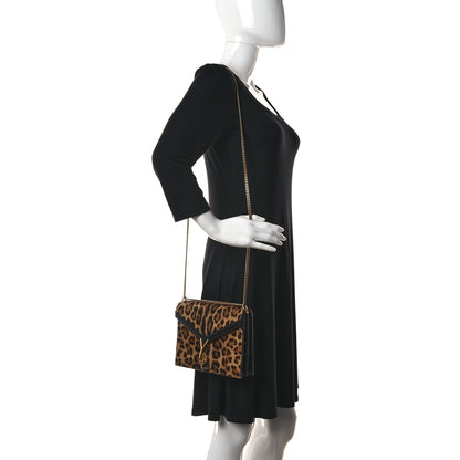 Saint Laurent Pony Hair Leopard Print Monogram Cassandra Clasp Bag Black 2 of 12