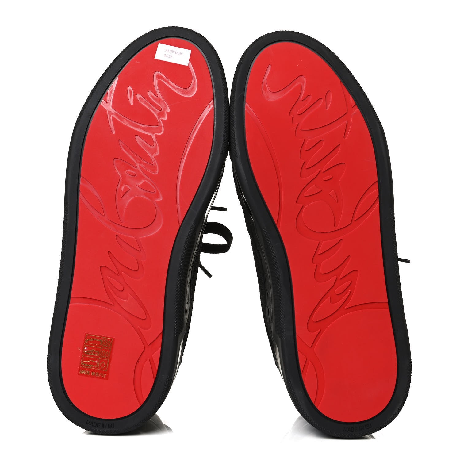 Christian Louboutin Calfskin Tisse Serre Patent Neoprene Aurelien Flat Sneakers 40 Black 7 of 13