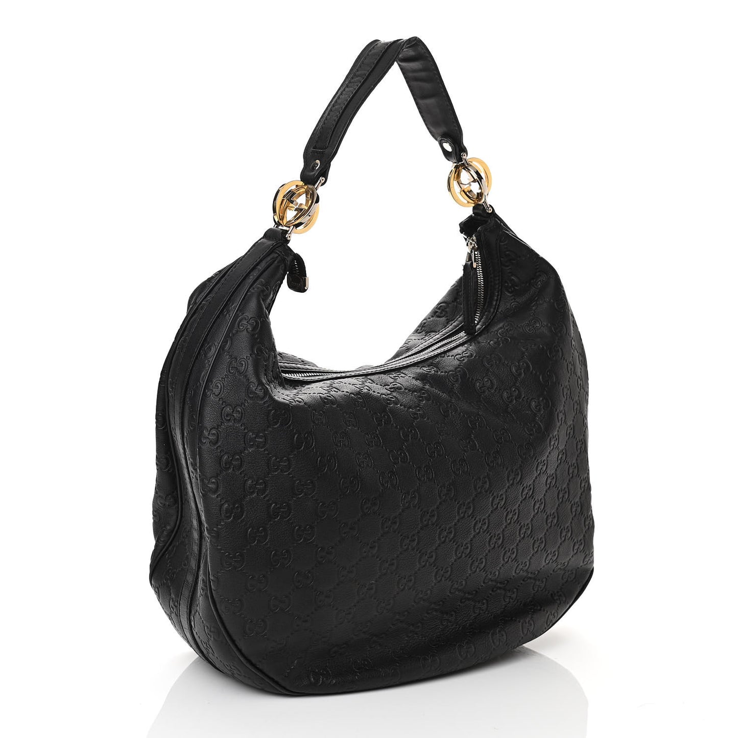 Guccissima Large GG Twins Hobo Black