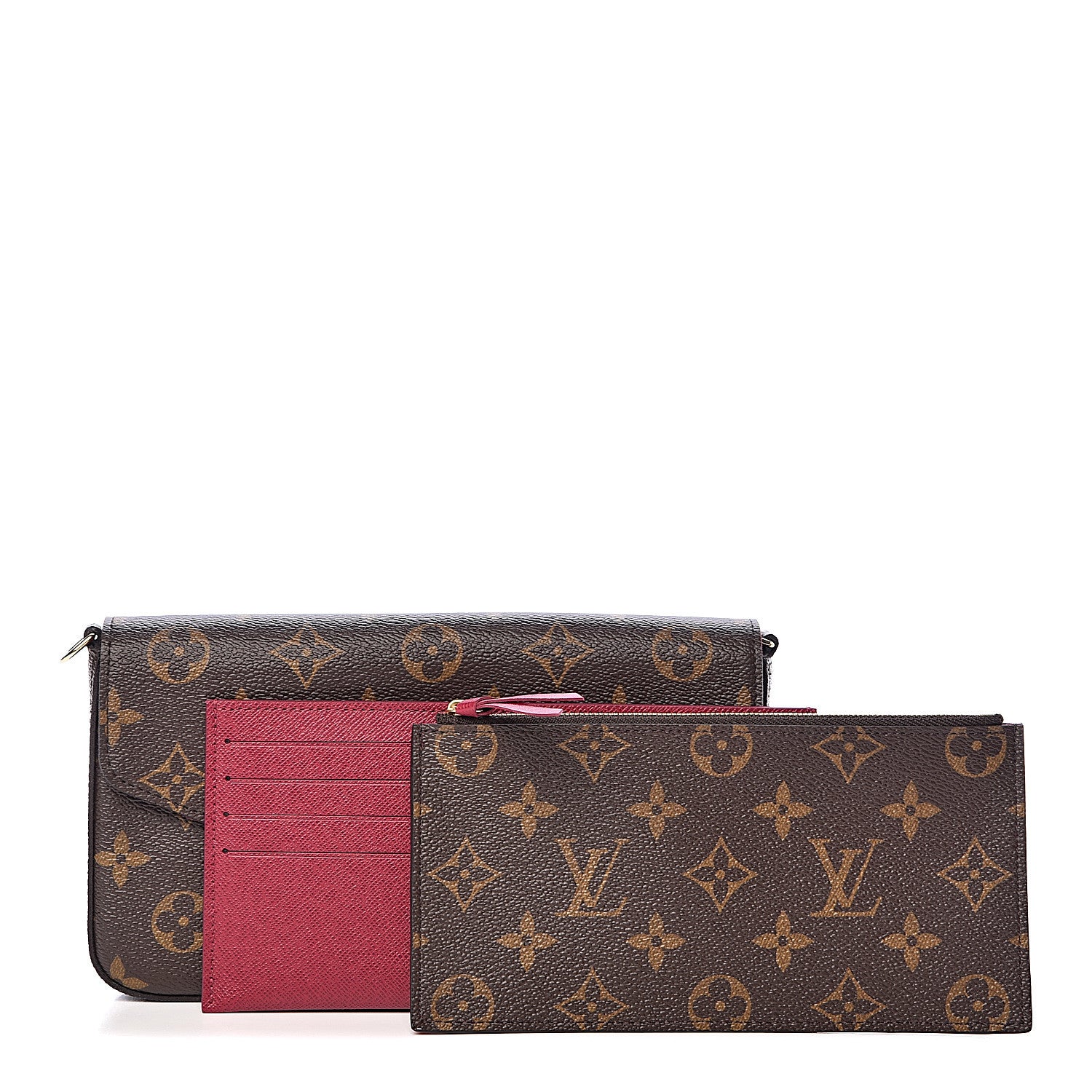 Louis Vuitton Monogram Pochette Felicie Chain Wallet Fuchsia 3 of 12