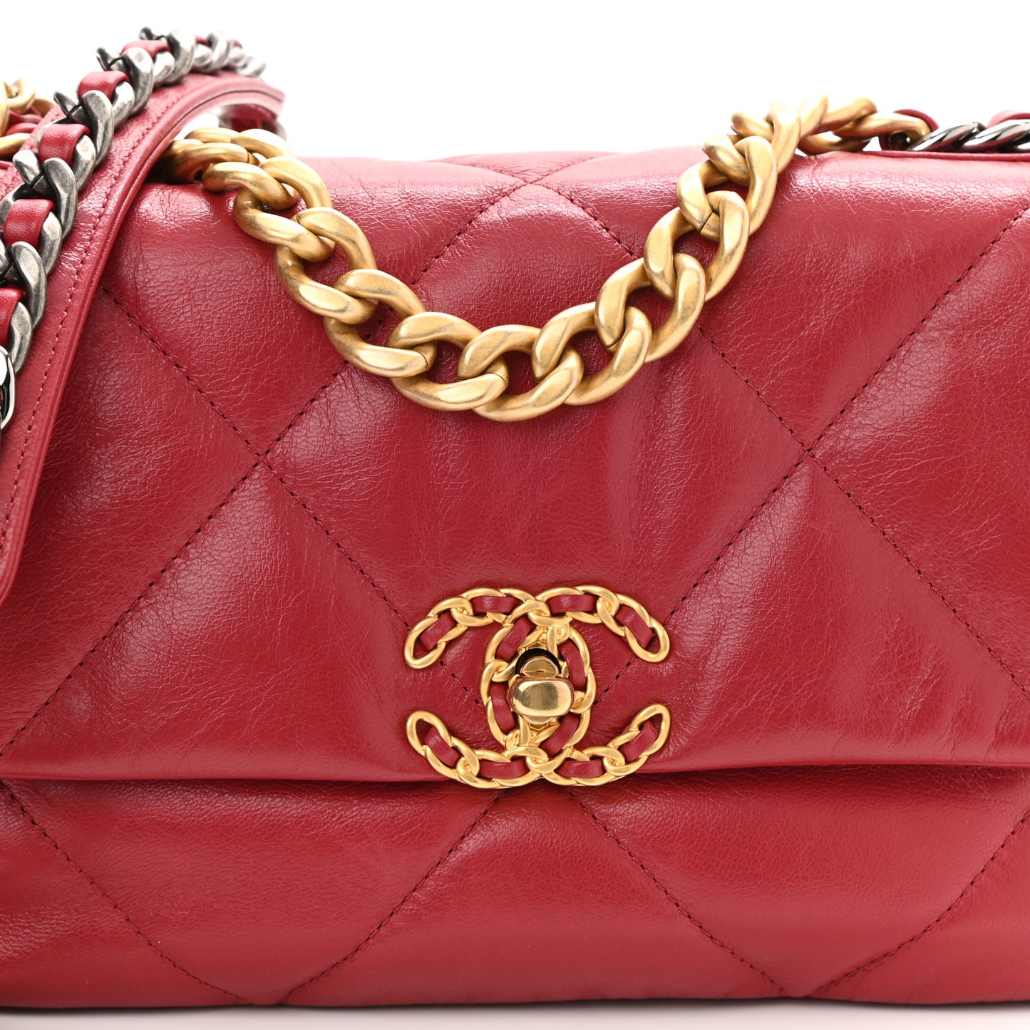 Goatskin Quilted Medium Chanel 19 Flap Red