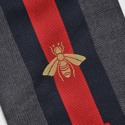 Gucci Wool Silk Web Bee Scarf Grey 5 of 6