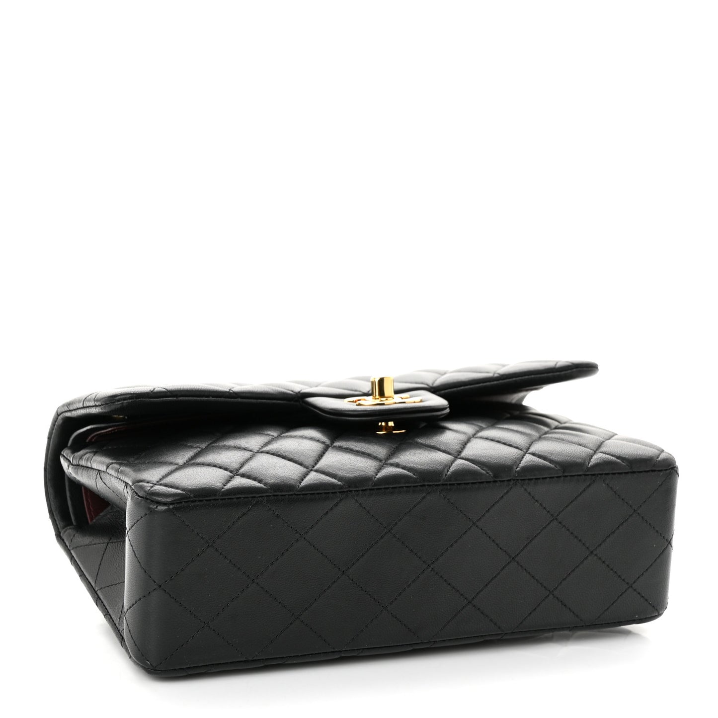 Lambskin Quilted Small Double Flap Black