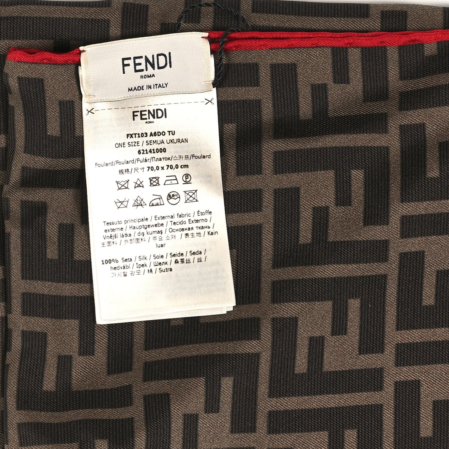Silk FF Scarf Brown Black Red
