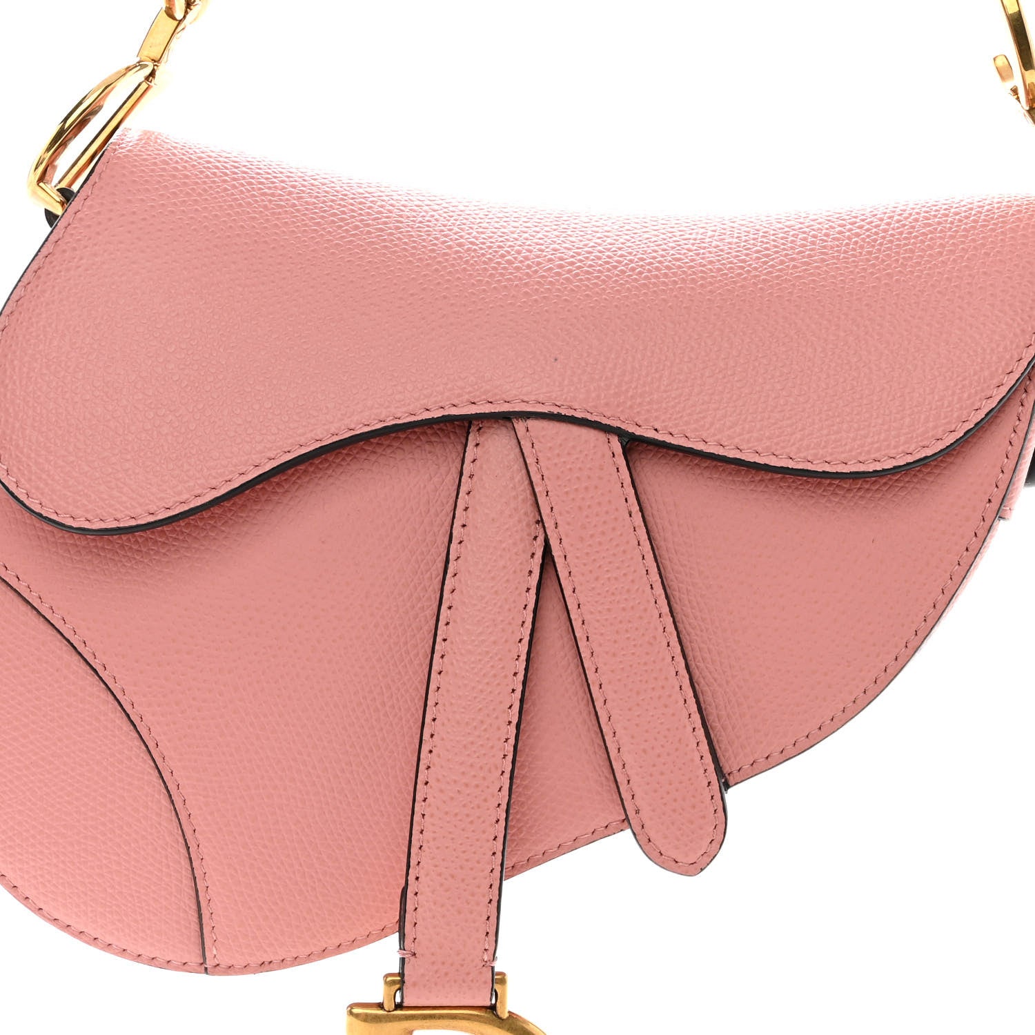 Christian Dior Grained Calfskin Mini Saddle Bag Pink 7 of 10