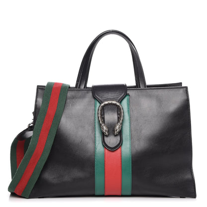 Gucci Calfskin Web Stripe Large Dionysus Tote Bag Black 1 of 34