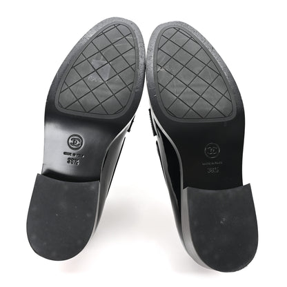 Chanel Patent Calfskin Metal CC Mocassin Loafers 38.5 Black 6 of 9