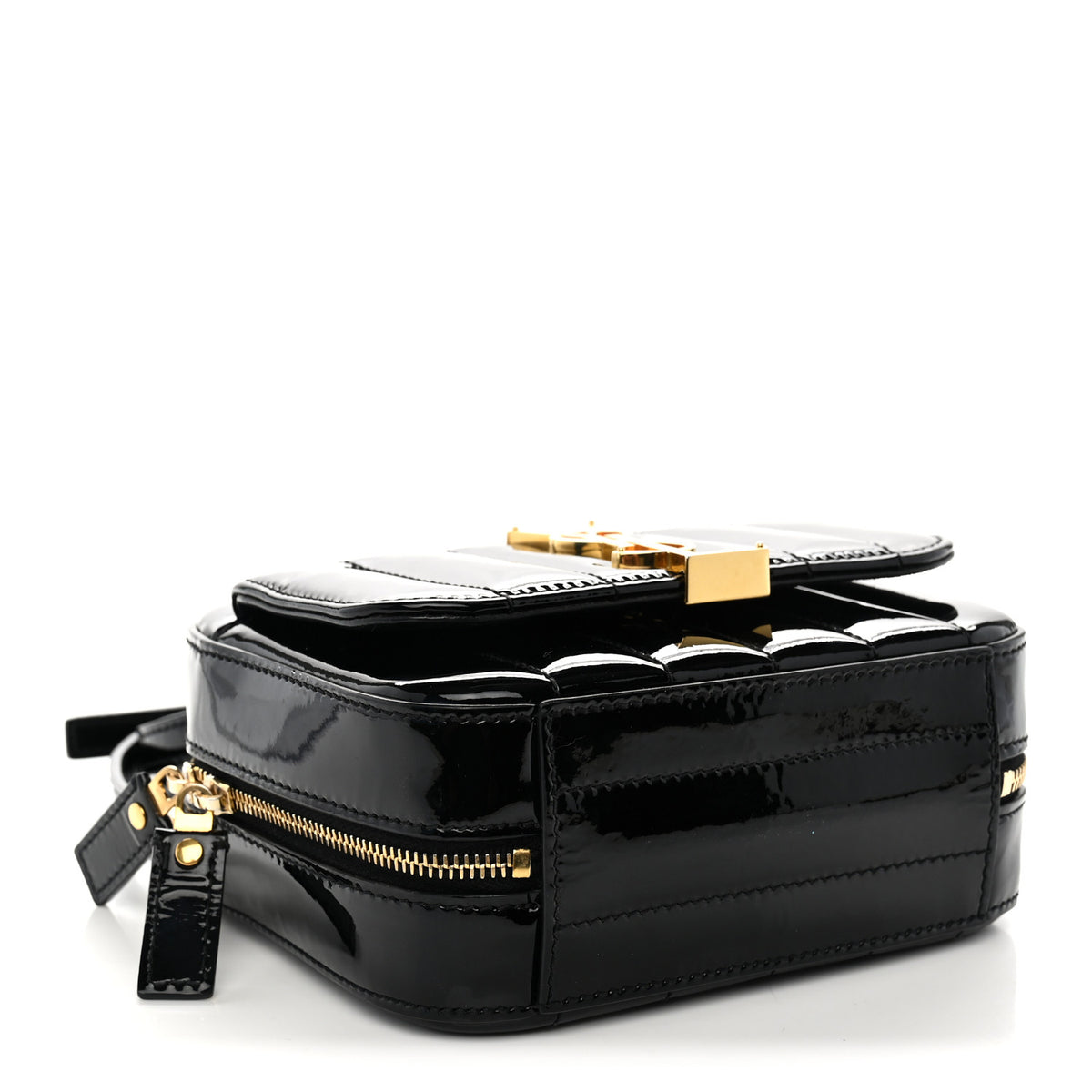 Saint Laurent Patent Matelasse Monogram Toy Vicky Camera Bag Black 4 of 12