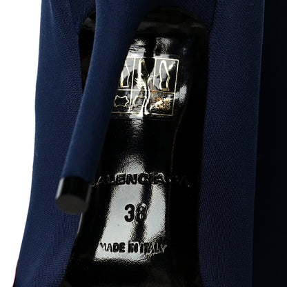 Balenciaga Crepe Jersey Pointed Toe Knife Thigh High Boots 38 Bleu Nuit 6 of 7