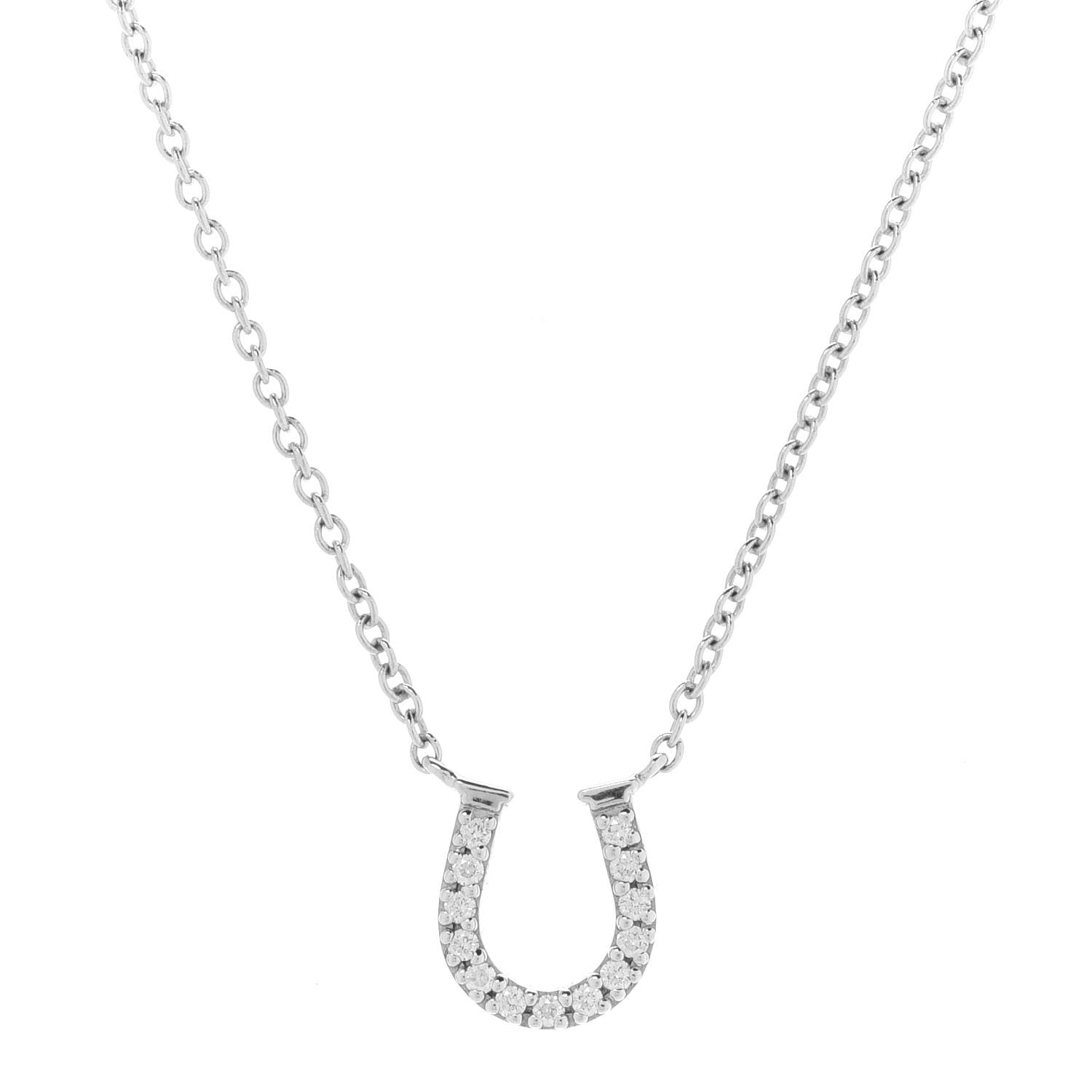 Tiffany 18K White Gold Diamond Mini Metro Horseshoe Pendant Necklace 4 of 6
