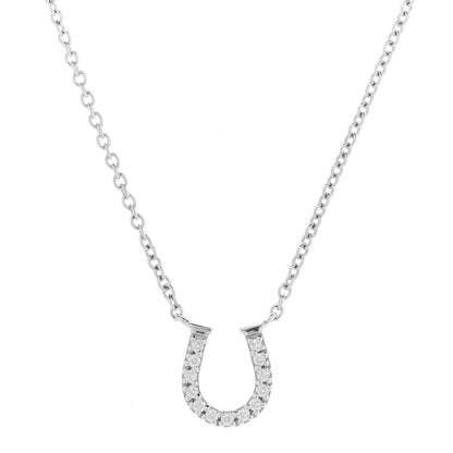 Tiffany 18K White Gold Diamond Mini Metro Horseshoe Pendant Necklace 4 of 6