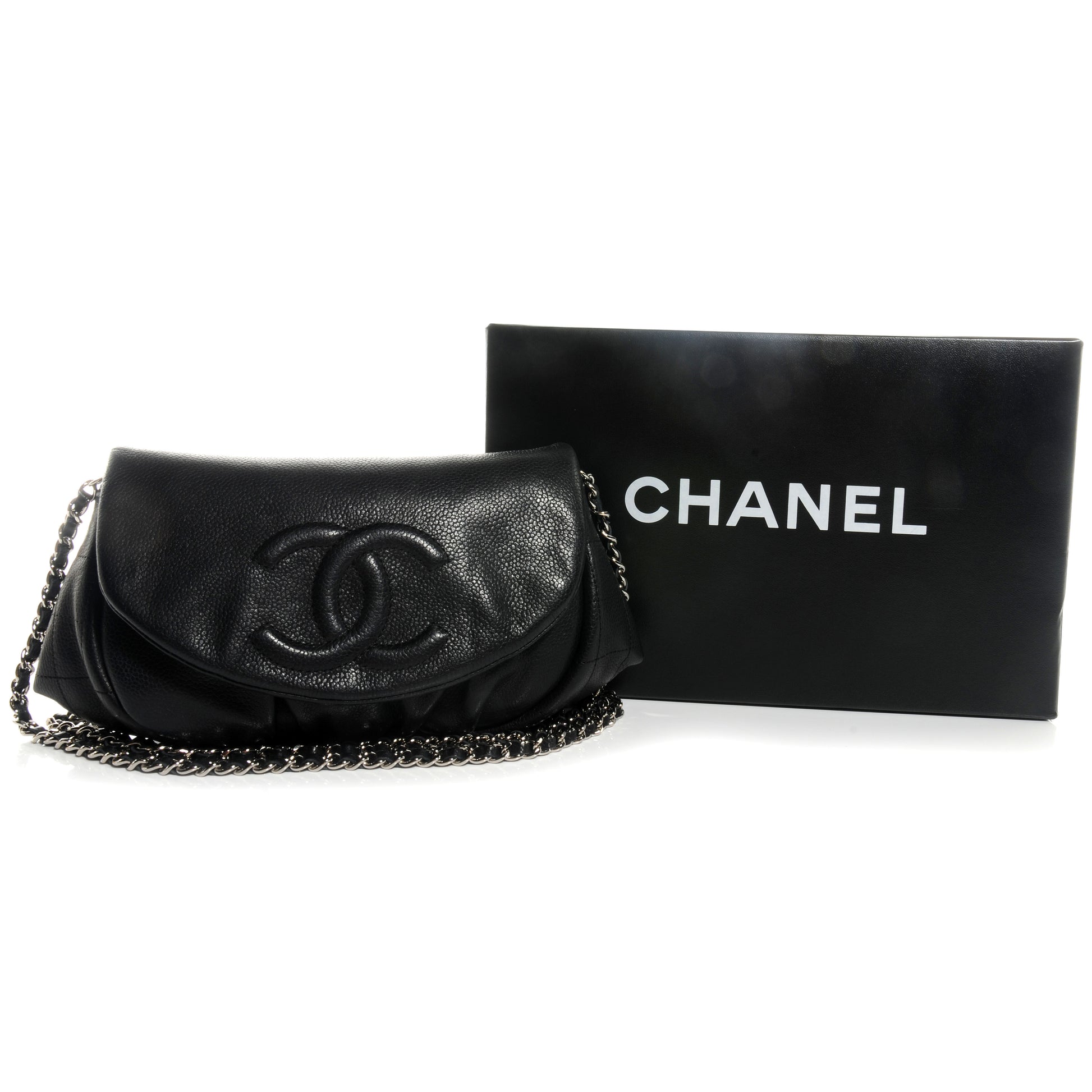 Chanel Caviar Half Moon Wallet On Chain WOC Black 2 of 10