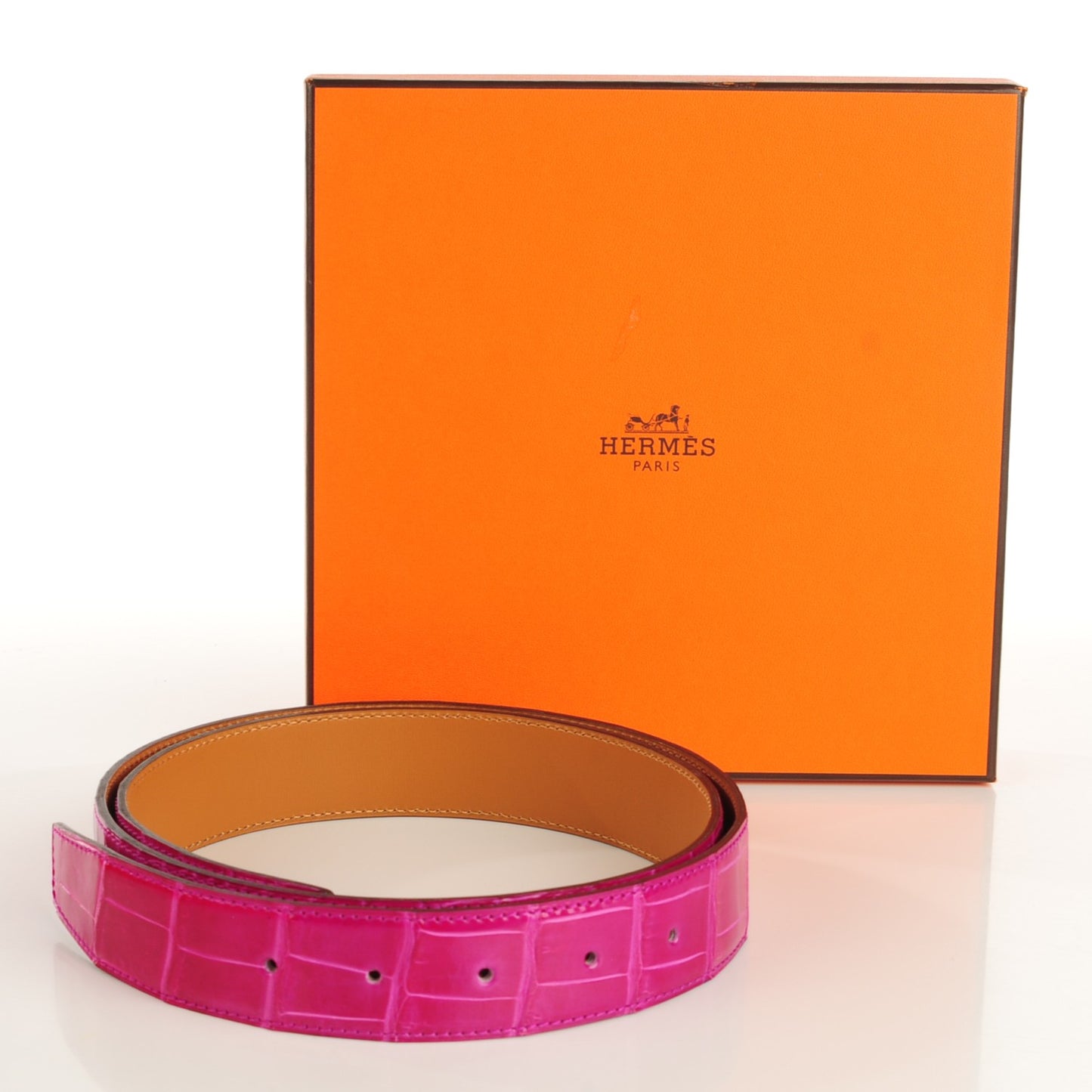 Shiny Porosus Crocodile 32mm Belt Strap 95 Rose Scheherazade
