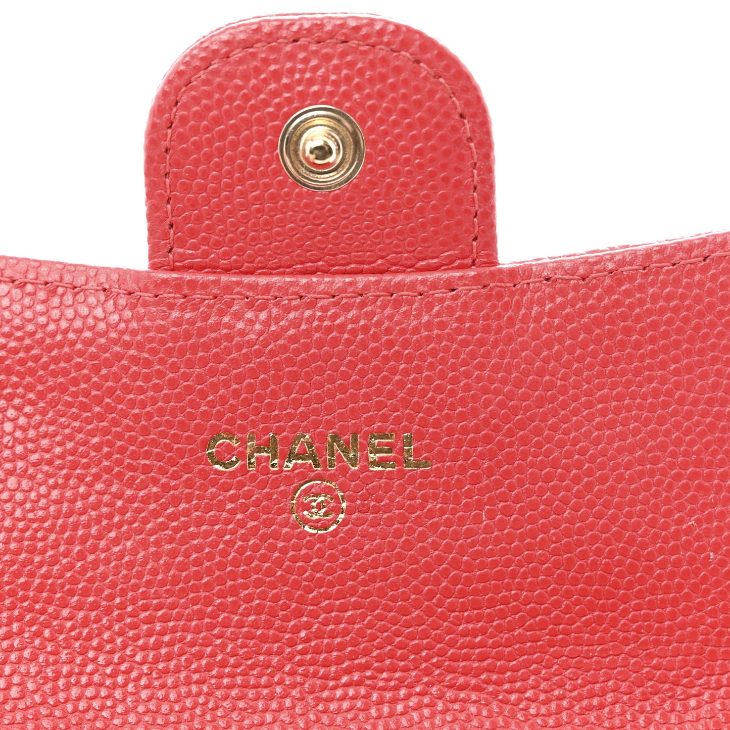 Caviar Quilted Flap Card Holder Wallet Red