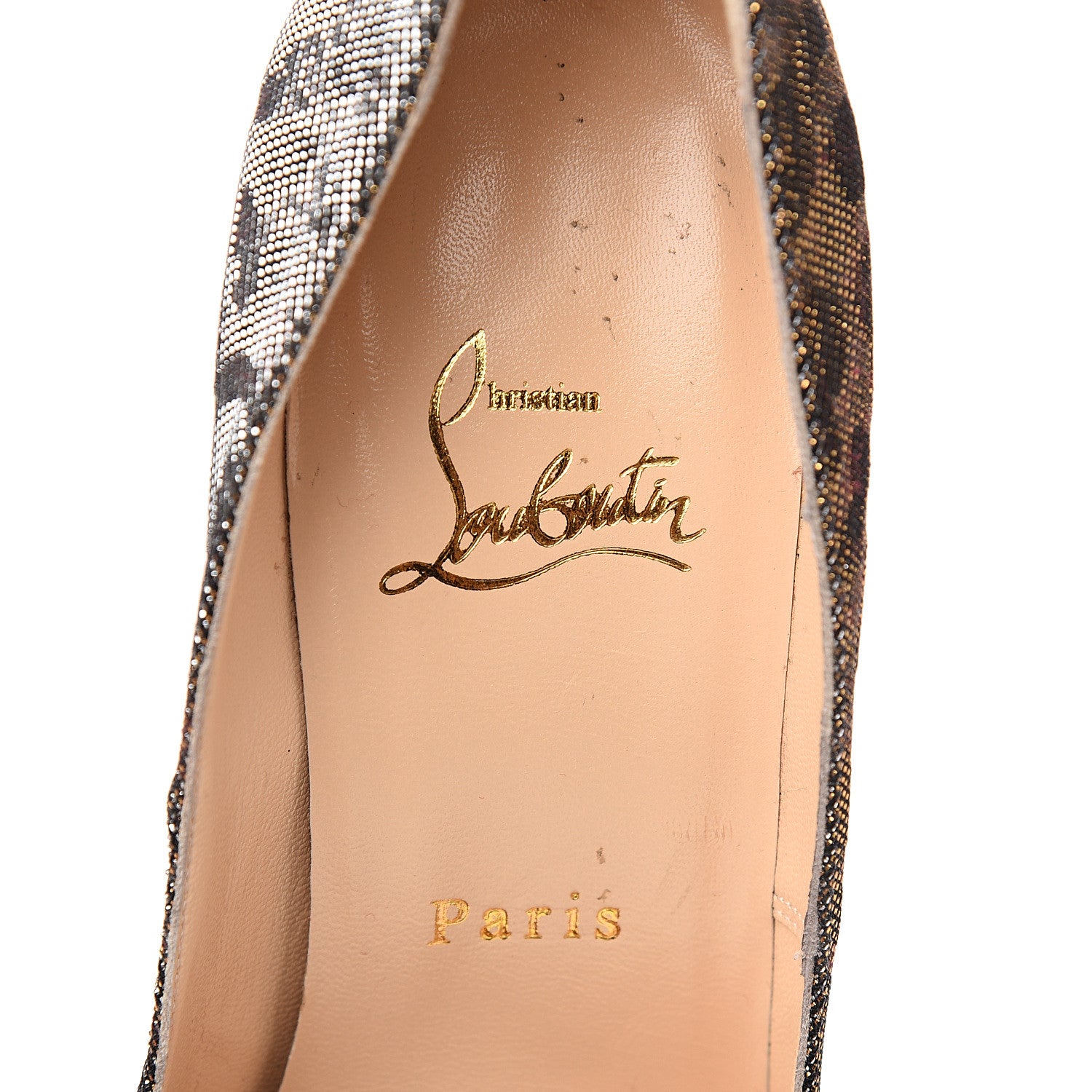 Christian Louboutin Leopard Lame Fifi 100 Pumps 36.5 Gold Silver 7 of 9